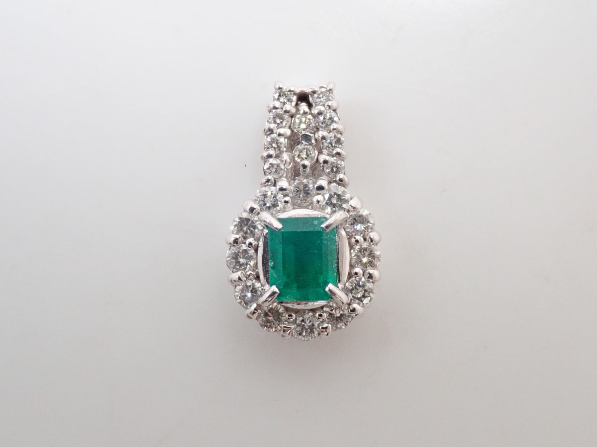 【9/24 22時販売】【カラフリ】Pt900 エメラルド 0.40ct ダイヤモンド0.33ctペンダントトップ（ネックレストップ）鑑別書