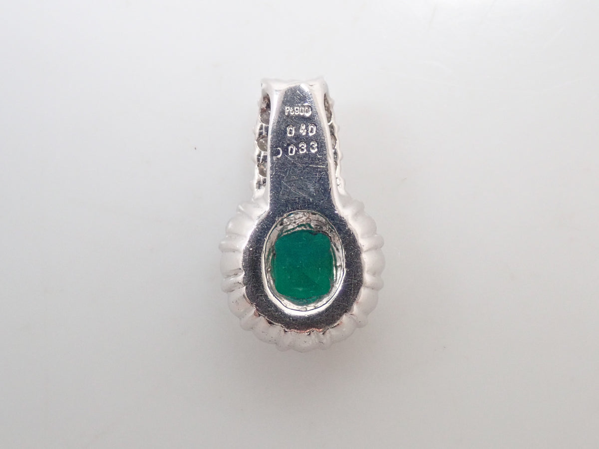 【9/24 22時販売】【カラフリ】Pt900 エメラルド 0.40ct ダイヤモンド0.33ctペンダントトップ（ネックレストップ）鑑別書