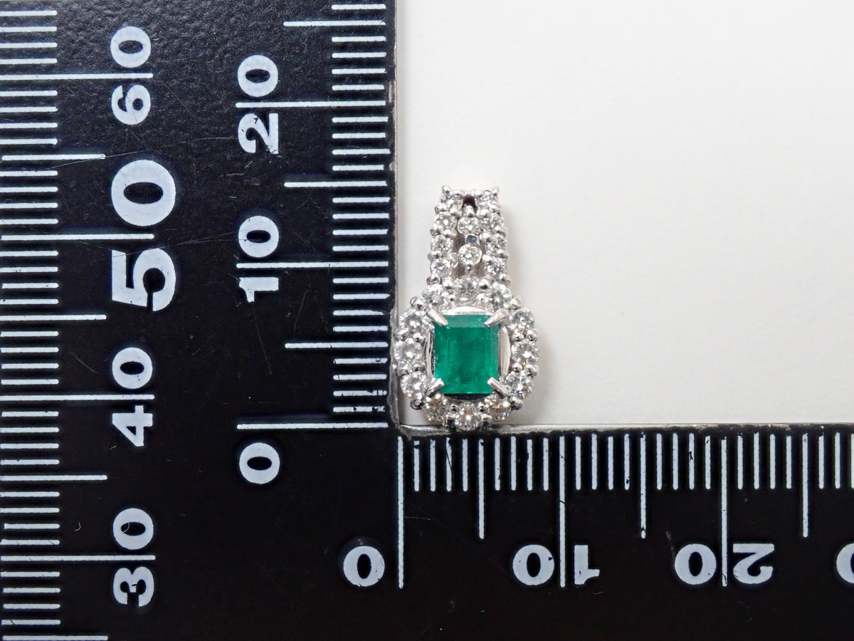 【9/24 22時販売】【カラフリ】Pt900 エメラルド 0.40ct ダイヤモンド0.33ctペンダントトップ（ネックレストップ）鑑別書