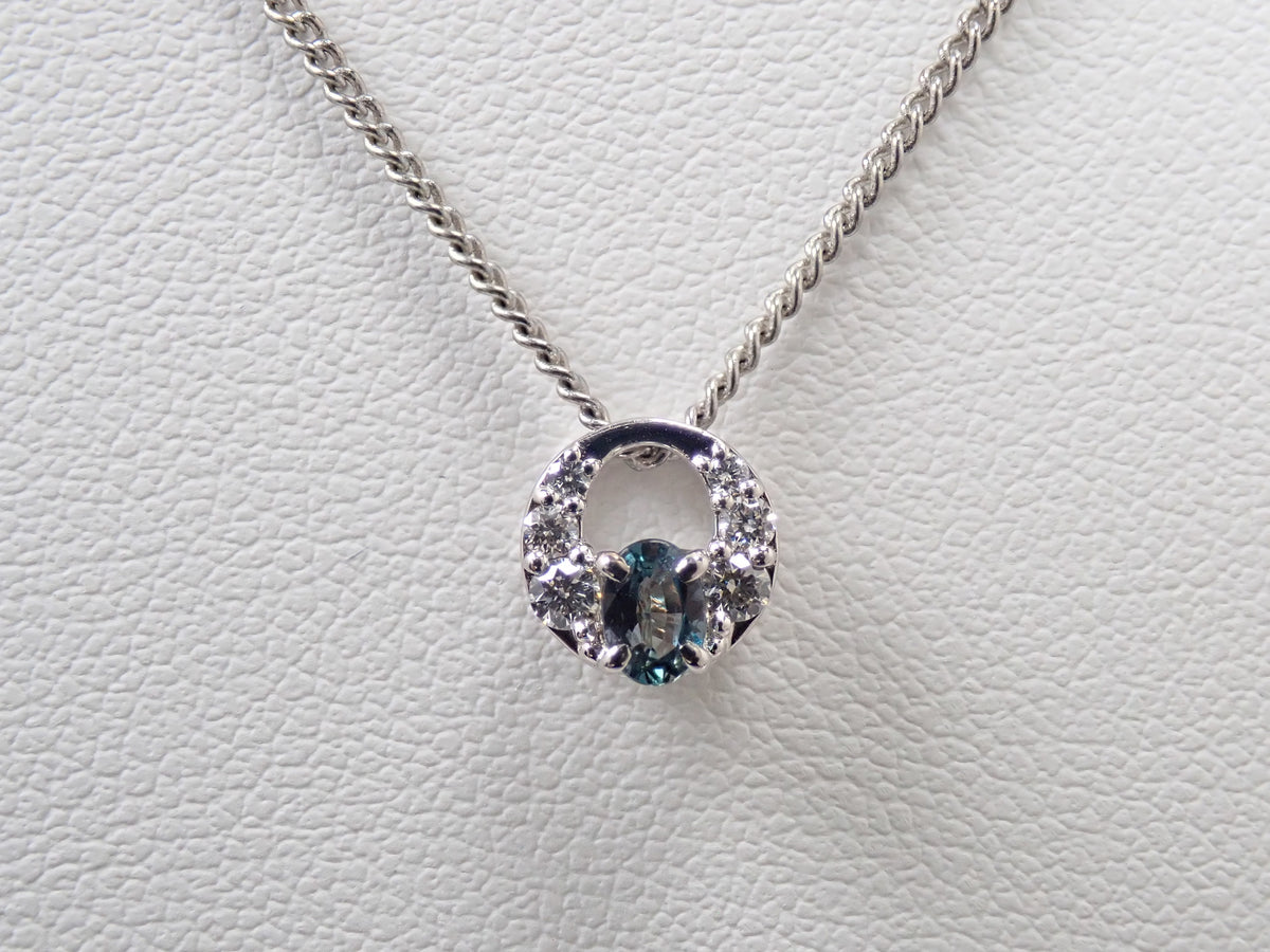 【9/30 22時販売】【カラフリ】Pt900 アレキサンドライト0.15ct・ダイヤモンド0.08ctペンダントトップ（ネックレストップ）鑑別書