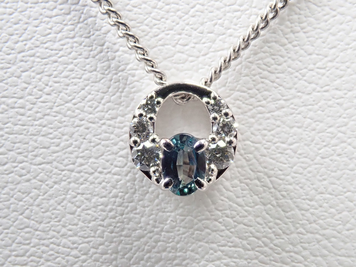 【9/30 22時販売】【カラフリ】Pt900 アレキサンドライト0.15ct・ダイヤモンド0.08ctペンダントトップ（ネックレストップ）鑑別書