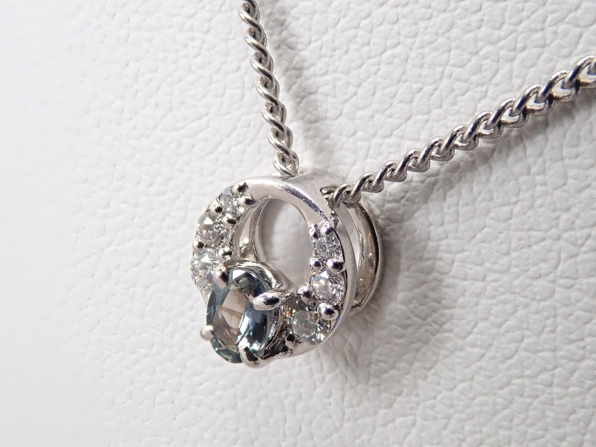 【9/30 22時販売】【カラフリ】Pt900 アレキサンドライト0.15ct・ダイヤモンド0.08ctペンダントトップ（ネックレストップ）鑑別書