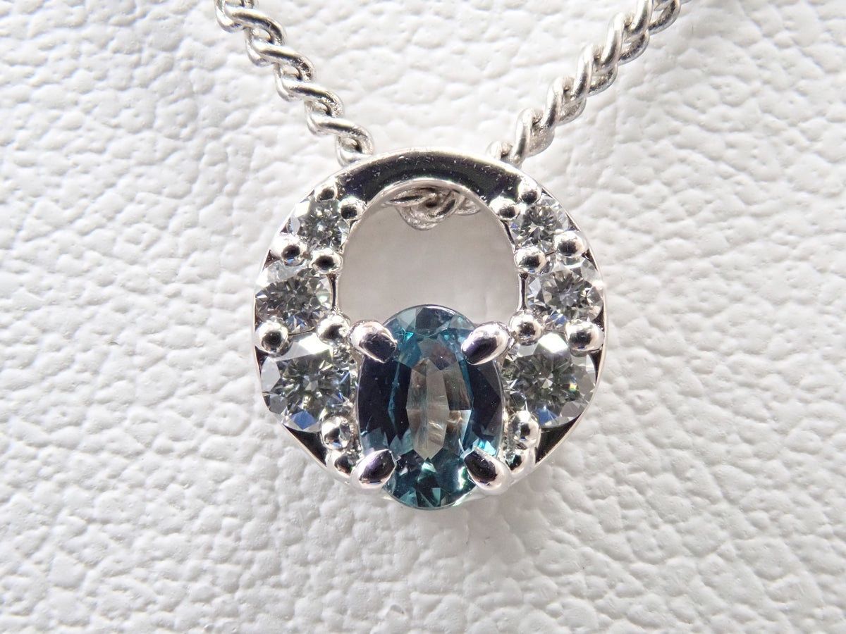 【9/30 22時販売】【カラフリ】Pt900 アレキサンドライト0.15ct・ダイヤモンド0.08ctペンダントトップ（ネックレストップ）鑑別書