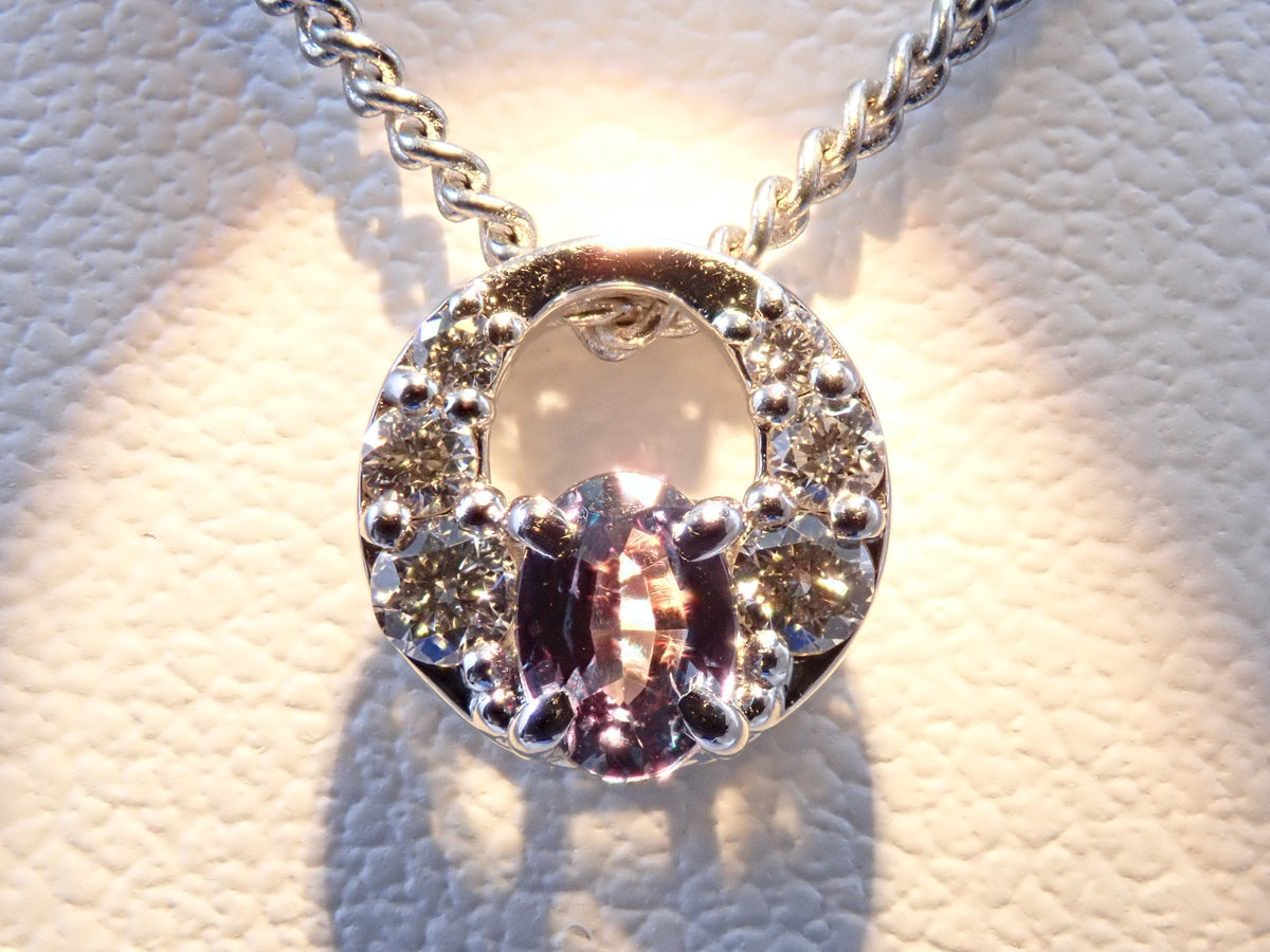 【9/30 22時販売】【カラフリ】Pt900 アレキサンドライト0.15ct・ダイヤモンド0.08ctペンダントトップ（ネックレストップ）鑑別書
