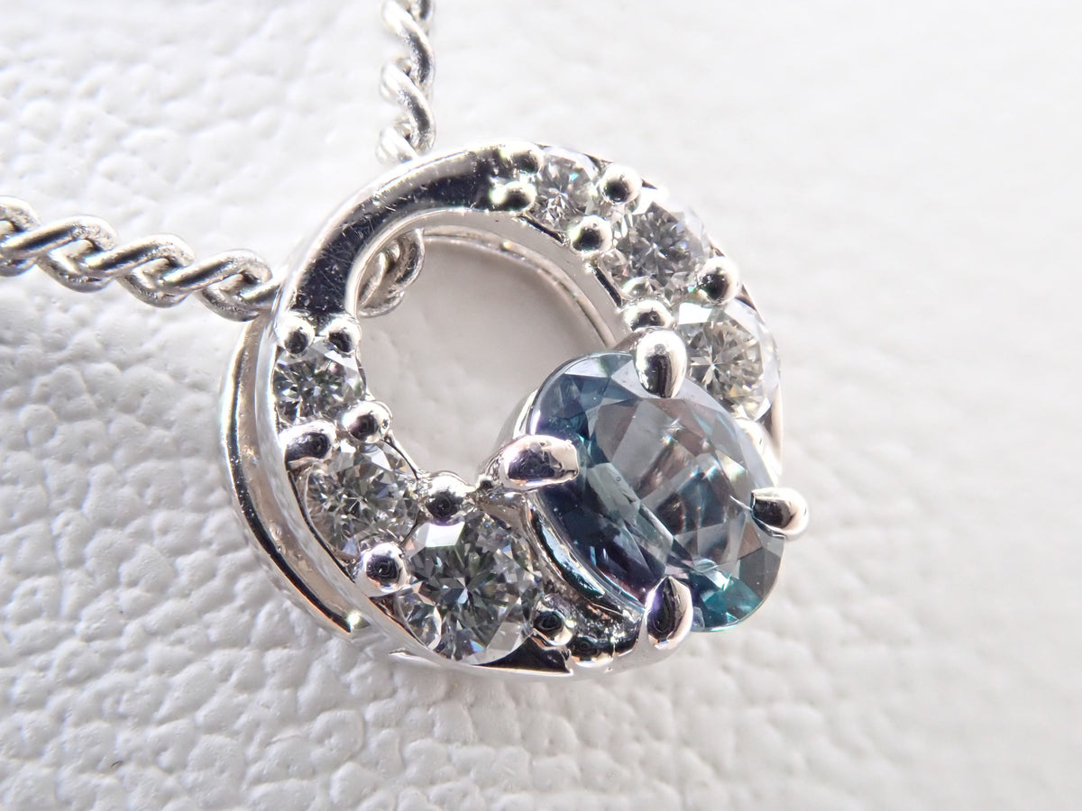 【9/30 22時販売】【カラフリ】Pt900 アレキサンドライト0.15ct・ダイヤモンド0.08ctペンダントトップ（ネックレストップ）鑑別書