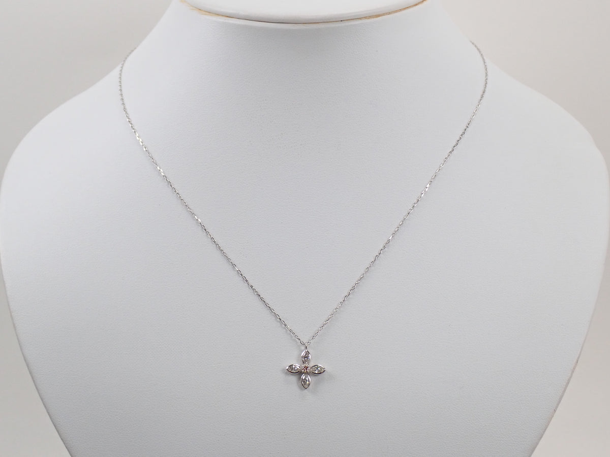 【9/24 22時販売】【カラフリ】Pt900/Pt850 ピンクダイヤモンド 0.03ct・ダイヤモンド0.30ctペンダント（ネックレス）ミニ鑑別カード