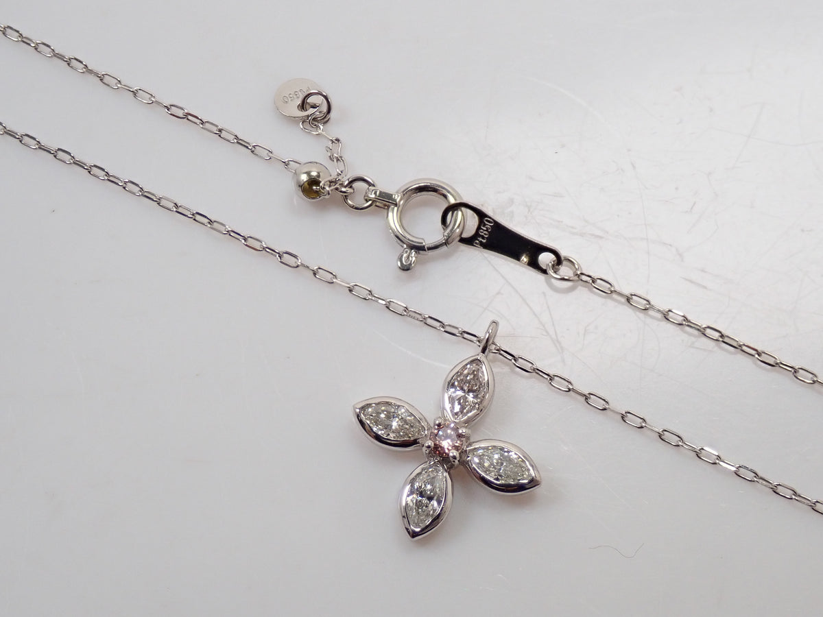 【9/24 22時販売】【カラフリ】Pt900/Pt850 ピンクダイヤモンド 0.03ct・ダイヤモンド0.30ctペンダント（ネックレス）ミニ鑑別カード