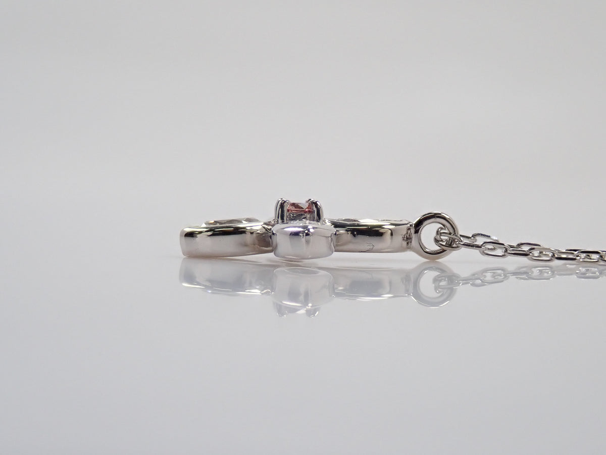 【9/24 22時販売】【カラフリ】Pt900/Pt850 ピンクダイヤモンド 0.03ct・ダイヤモンド0.30ctペンダント（ネックレス）ミニ鑑別カード