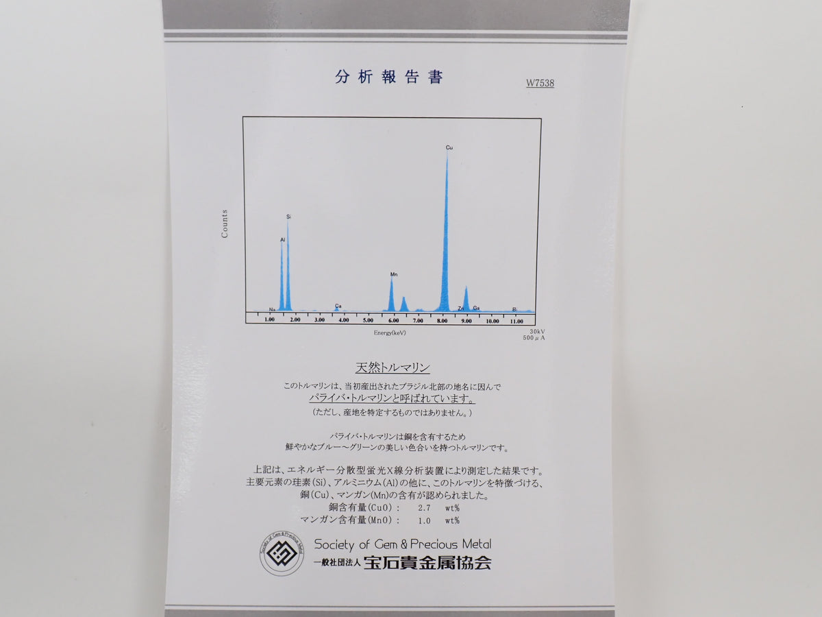 【10/3(土)AM10時〆：抽選販売①_11】Pt900 ブラジル産パライバトルマリンCuO:2.7%、MnO:1.0% 0.09ct ダイヤモンド0.80ctペンダントトップ（ネックレストップ）鑑別書