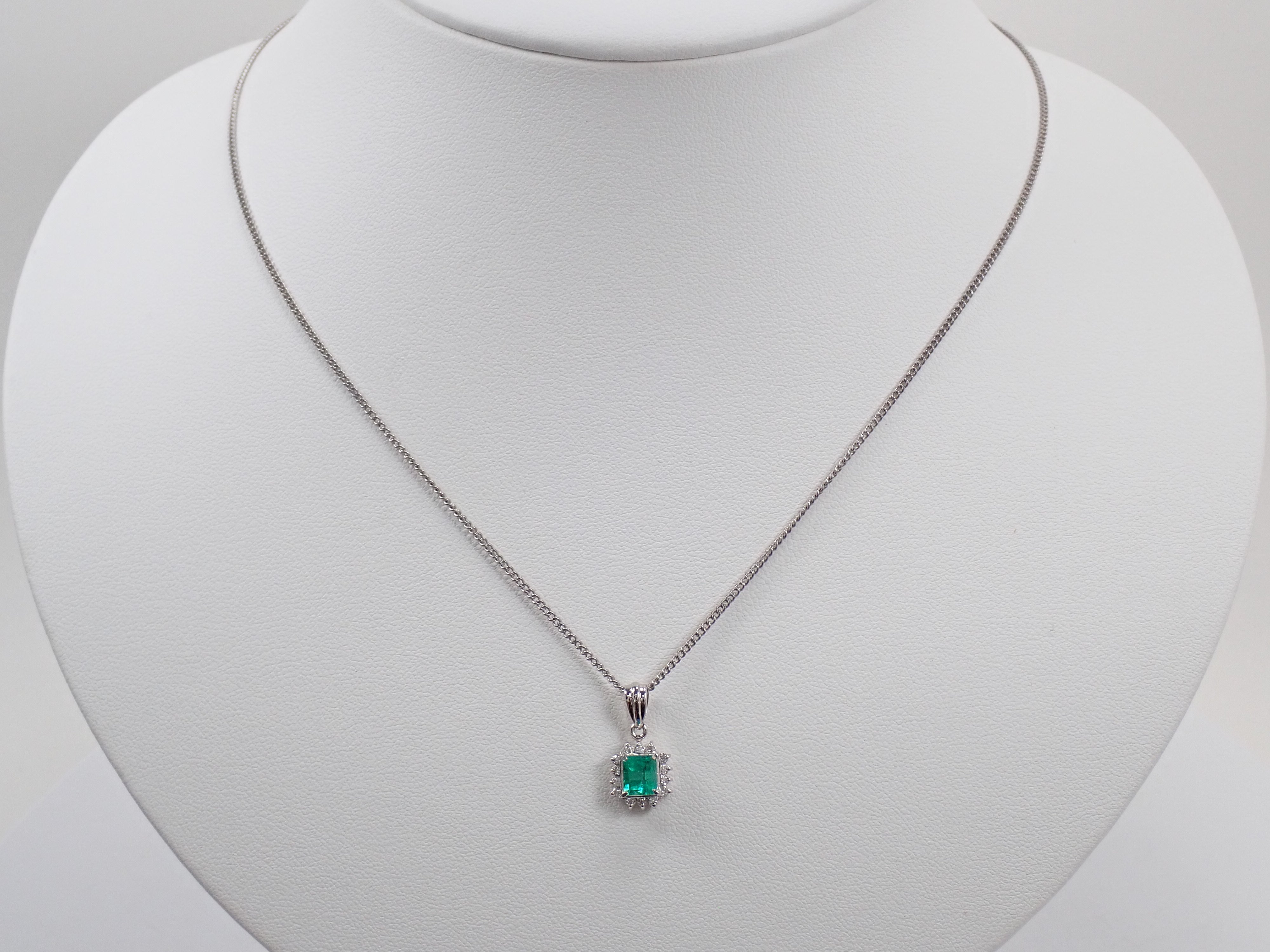 エメラルド ダイヤモンド pt900ネックレストップ Pt900 エメラルド 0.47ct ダイヤモンド0.13ctペンダントトップ