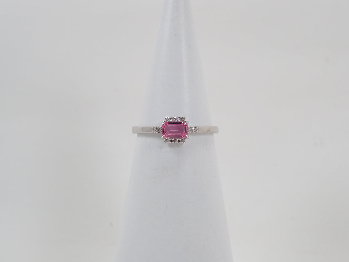 【22602811刊登】【Colori】Pt900 粉紅藍寶石 0.42ct 鑽石 0.05ct 戒指附鑑定書