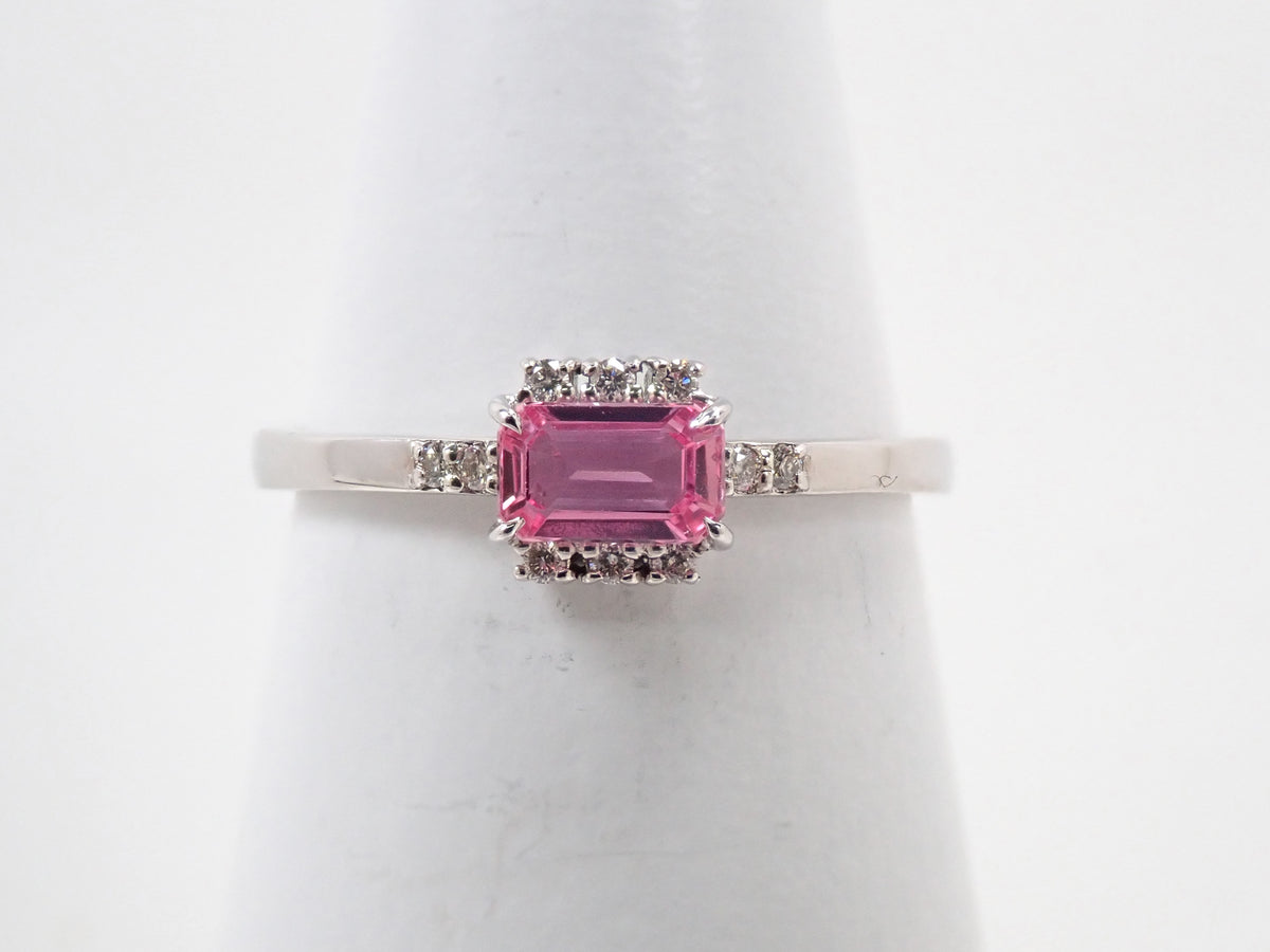 【22602811刊登】【Colori】Pt900 粉紅藍寶石 0.42ct 鑽石 0.05ct 戒指附鑑定書