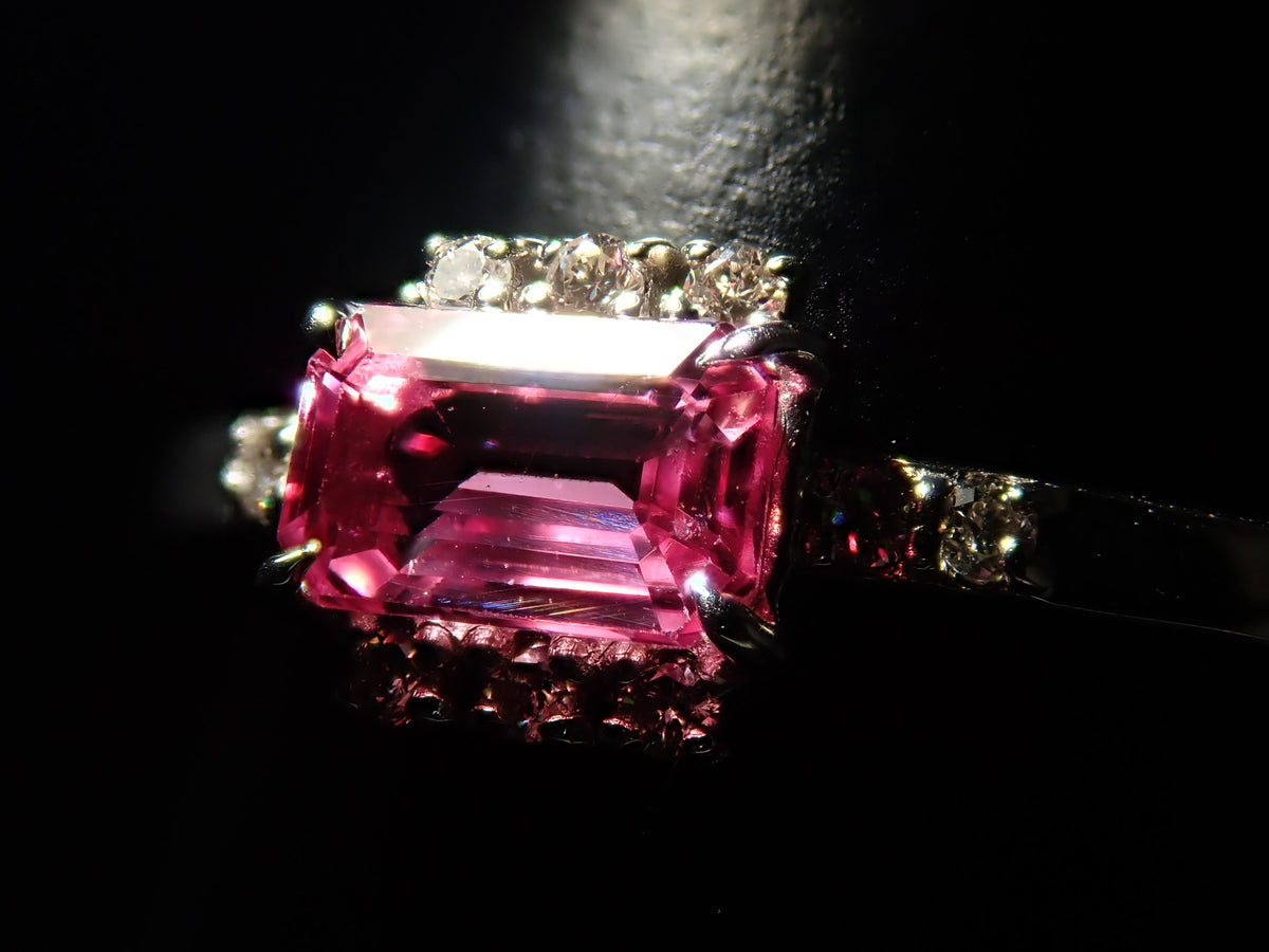 【22602811刊登】【Colori】Pt900 粉紅藍寶石 0.42ct 鑽石 0.05ct 戒指附鑑定書
