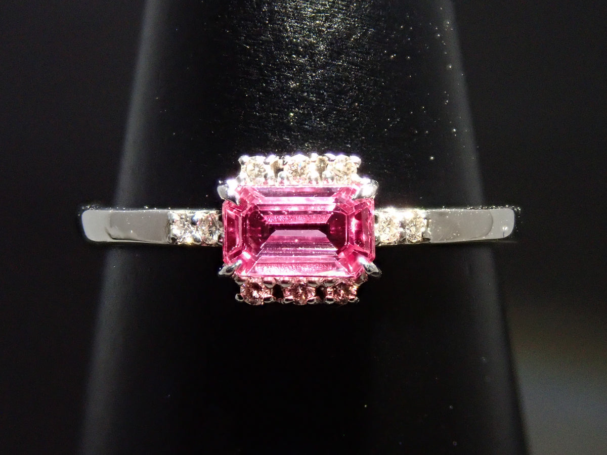 【22602811刊登】【Colori】Pt900 粉紅藍寶石 0.42ct 鑽石 0.05ct 戒指附鑑定書