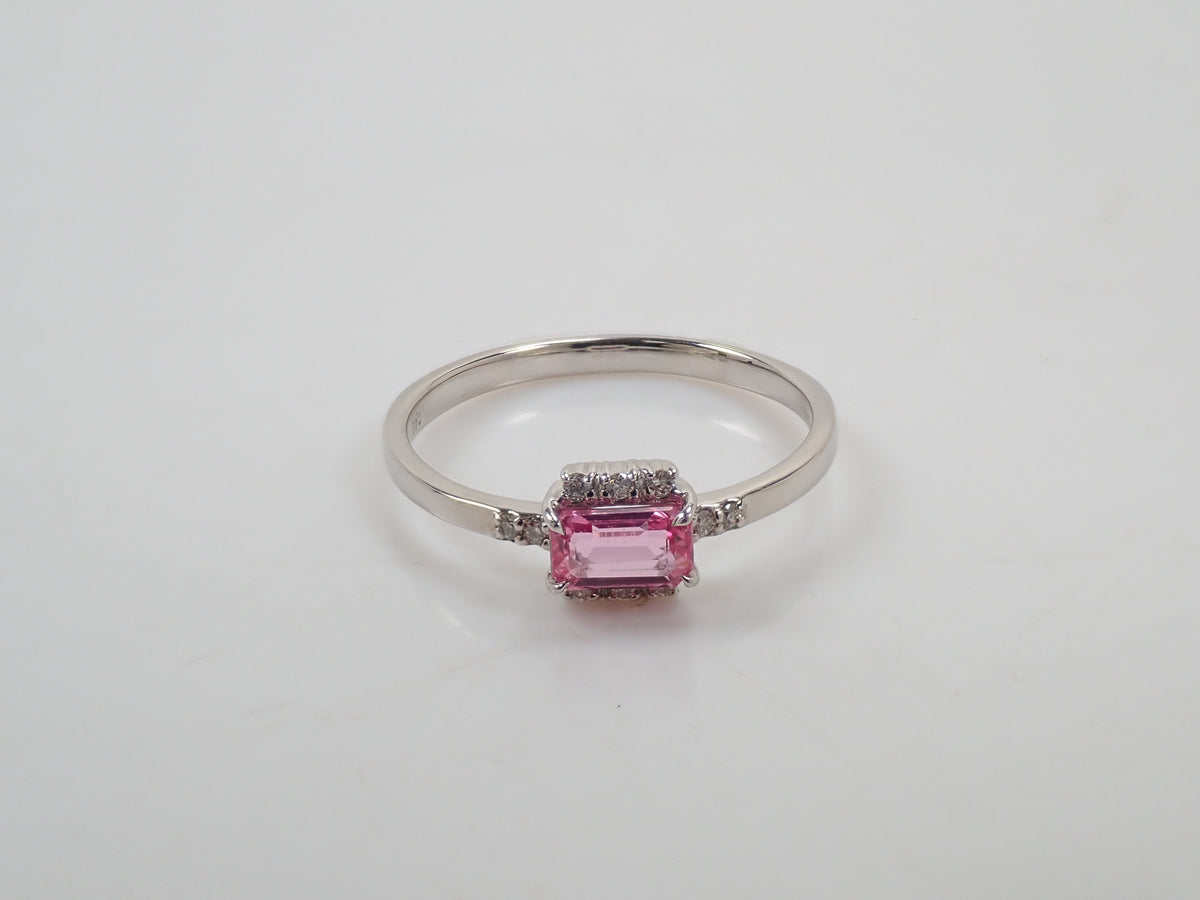 【22602811刊登】【Colori】Pt900 粉紅藍寶石 0.42ct 鑽石 0.05ct 戒指附鑑定書