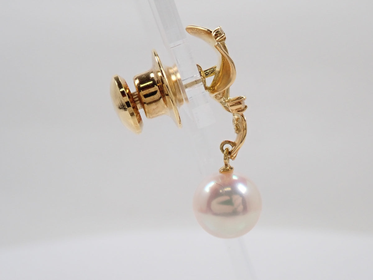 【10/7 22時販売】【カラフリ】K18 オーロラ天女 アコヤ真珠（アコヤパール） ダイヤモンド0.02ct ブローチ 真科研