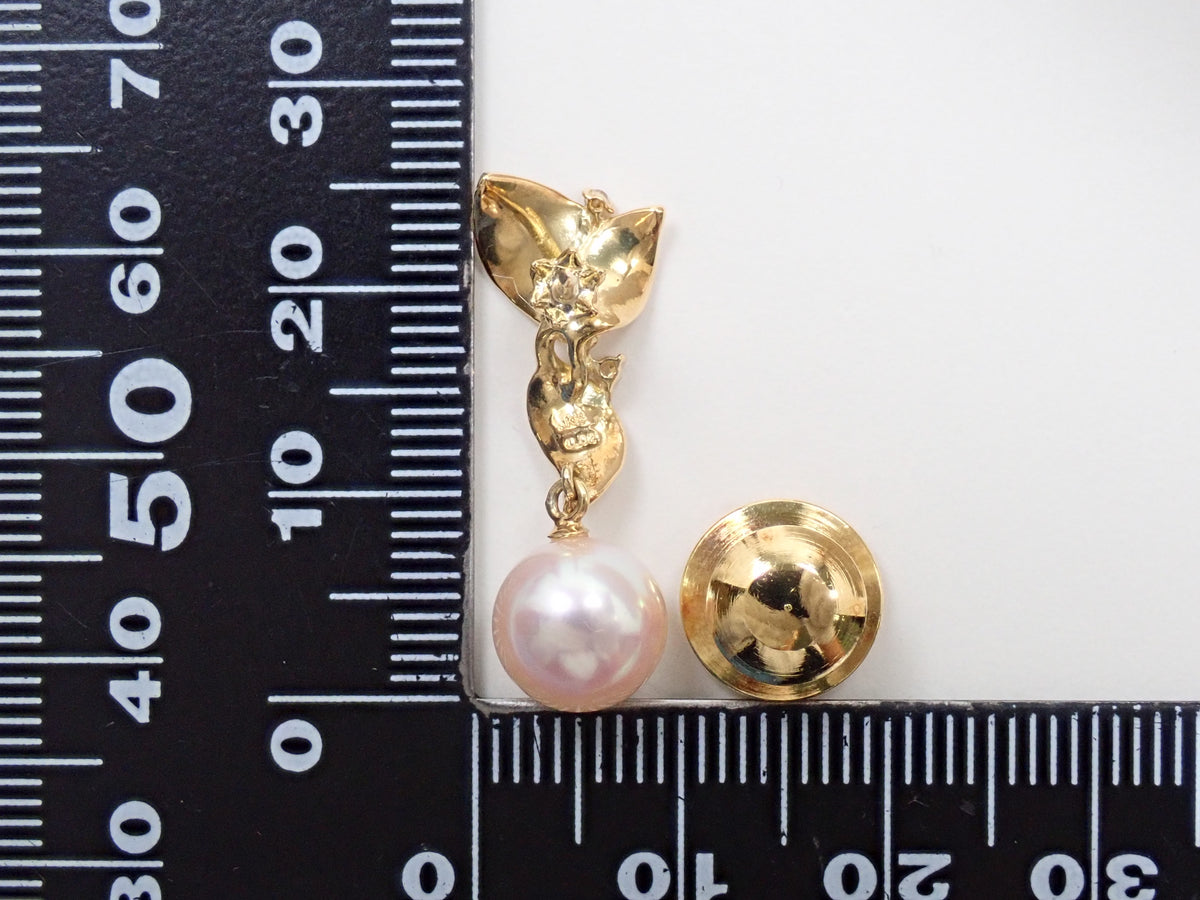 【10/7 22時販売】【カラフリ】K18 オーロラ天女 アコヤ真珠（アコヤパール） ダイヤモンド0.02ct ブローチ 真科研