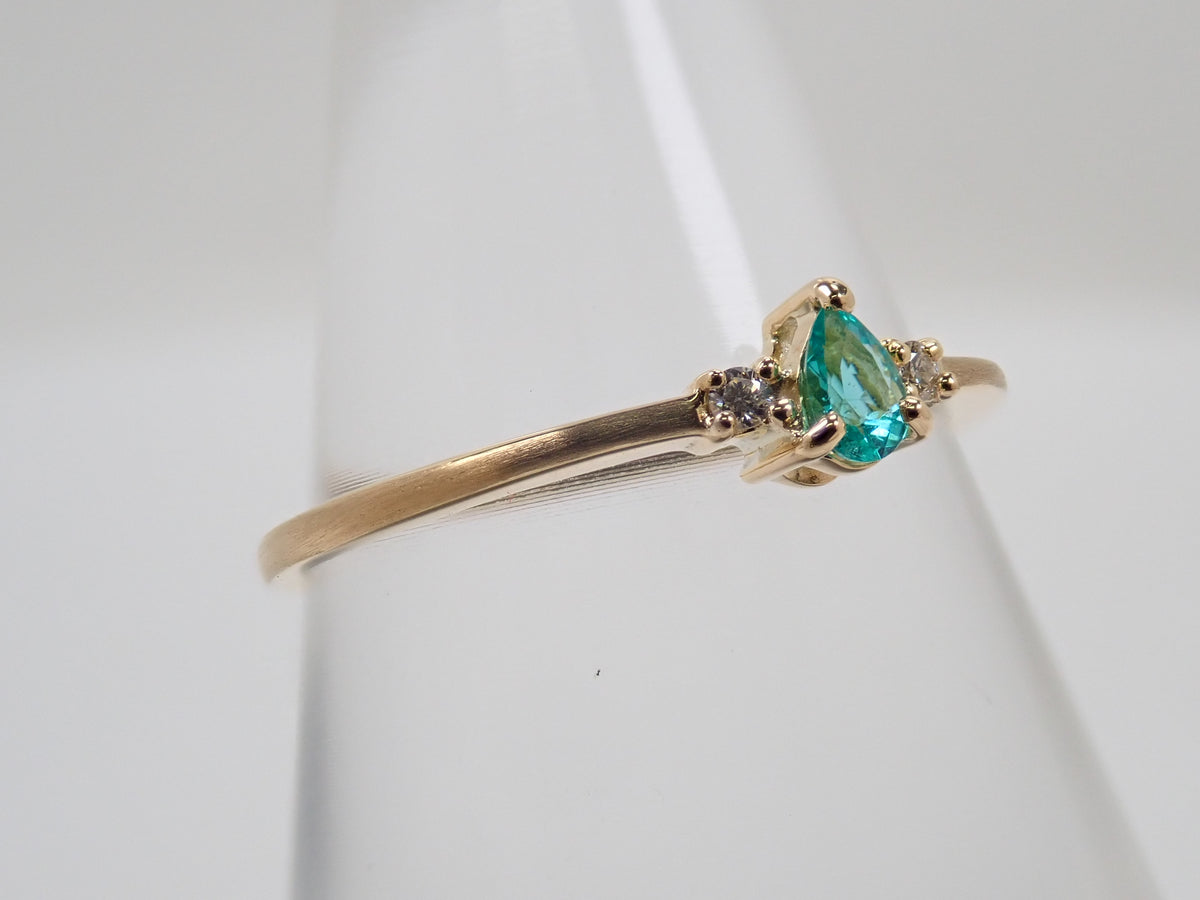 [Item #22602822] 18K Yellow Gold Brazilian Paraiba Tourmaline 0.055ct and Diamond 0.014ct Ring with Sorting Report