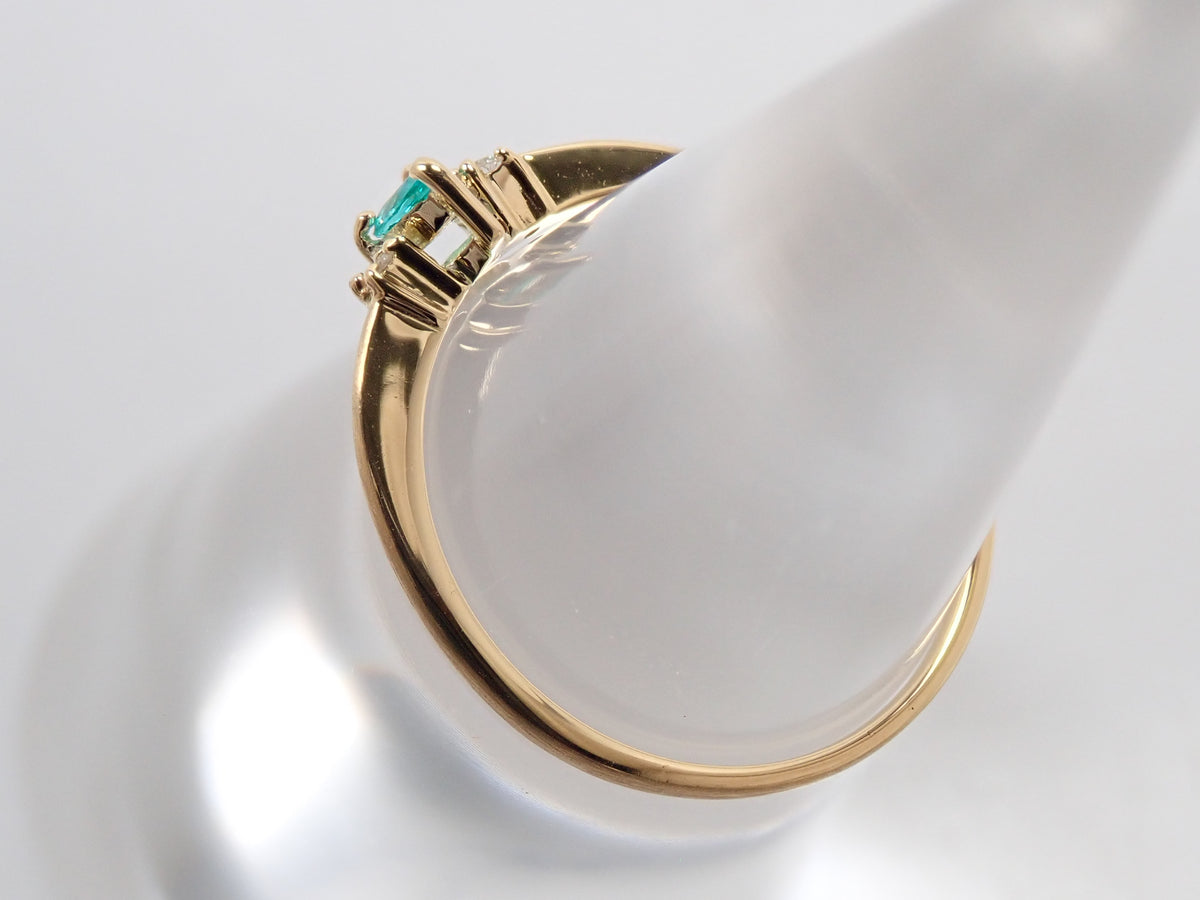 [Item #22602822] 18K Yellow Gold Brazilian Paraiba Tourmaline 0.055ct and Diamond 0.014ct Ring with Sorting Report