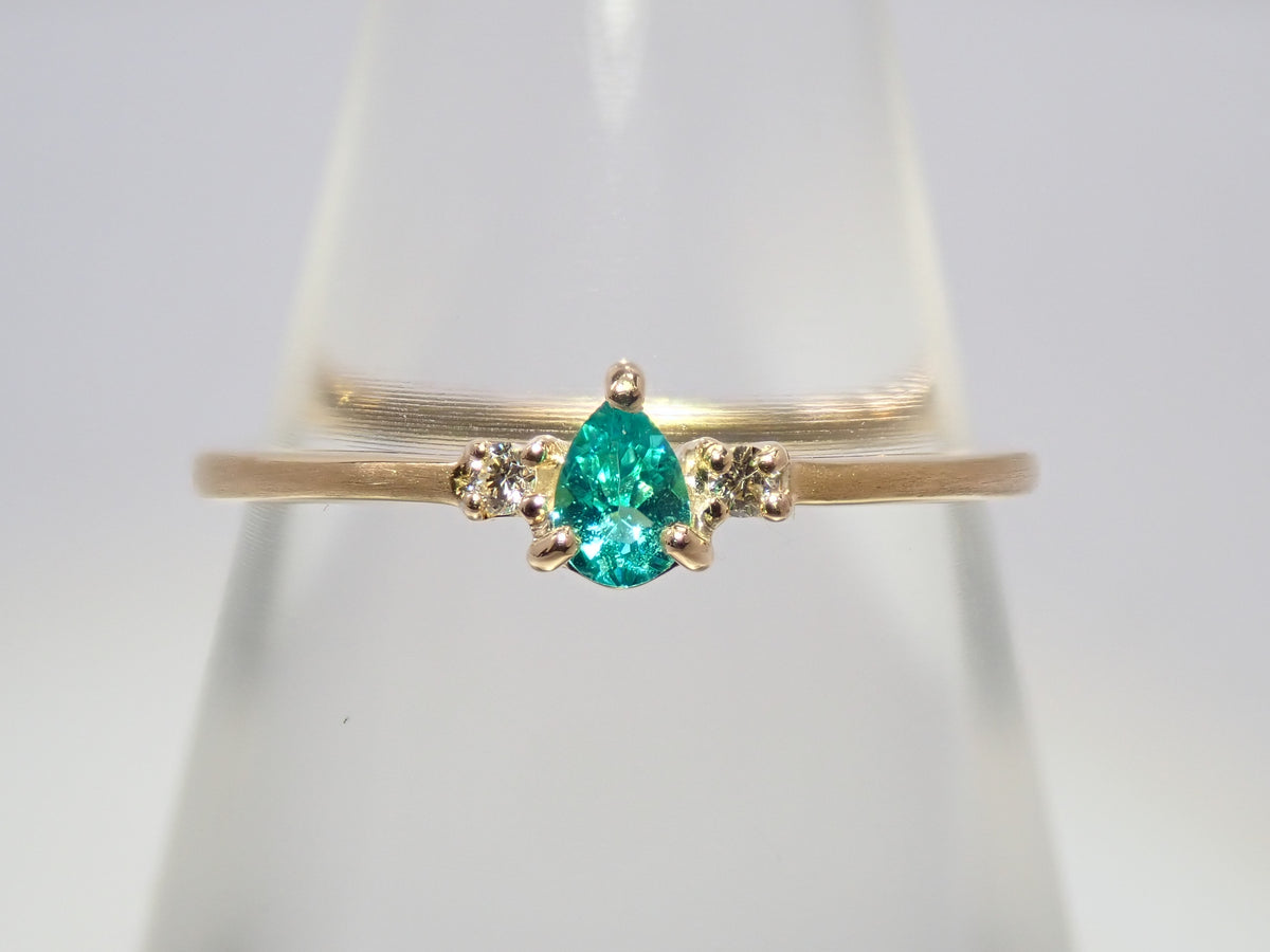 [Item #22602822] 18K Yellow Gold Brazilian Paraiba Tourmaline 0.055ct and Diamond 0.014ct Ring with Sorting Report