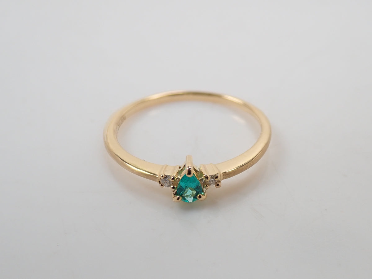 [Item #22602822] 18K Yellow Gold Brazilian Paraiba Tourmaline 0.055ct and Diamond 0.014ct Ring with Sorting Report