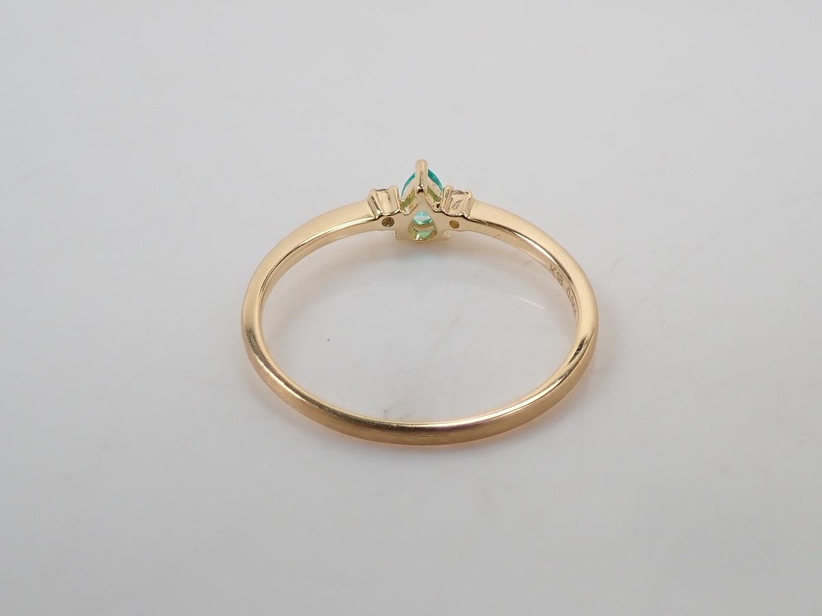 [Item #22602822] 18K Yellow Gold Brazilian Paraiba Tourmaline 0.055ct and Diamond 0.014ct Ring with Sorting Report