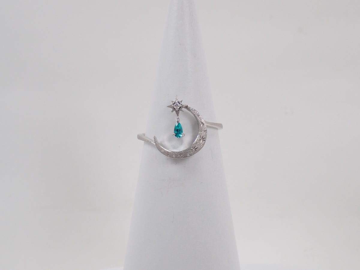 [Item No. 22602823] Pt950 Brazilian Paraiba Tourmaline 0.056ct and Diamond 0.056ct Ring with Sorting Report
