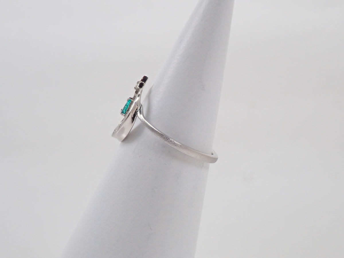[Item No. 22602823] Pt950 Brazilian Paraiba Tourmaline 0.056ct and Diamond 0.056ct Ring with Sorting Report