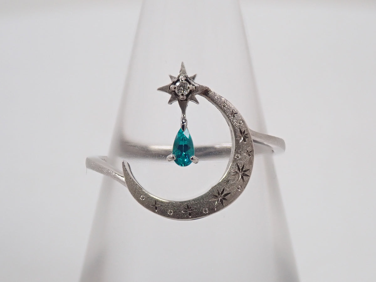 [Item No. 22602823] Pt950 Brazilian Paraiba Tourmaline 0.056ct and Diamond 0.056ct Ring with Sorting Report