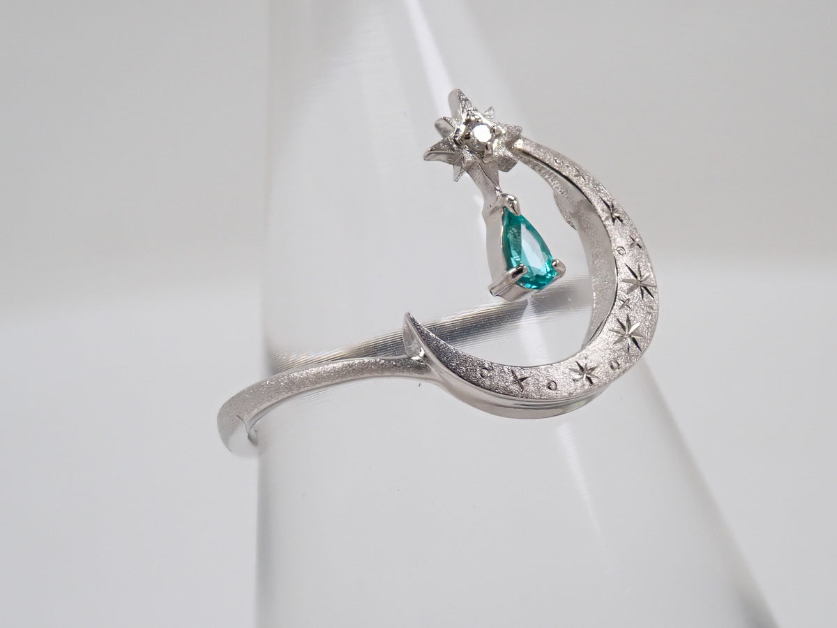 [Item No. 22602823] Pt950 Brazilian Paraiba Tourmaline 0.056ct and Diamond 0.056ct Ring with Sorting Report