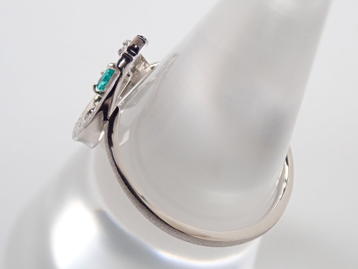 [Item No. 22602823] Pt950 Brazilian Paraiba Tourmaline 0.056ct and Diamond 0.056ct Ring with Sorting Report