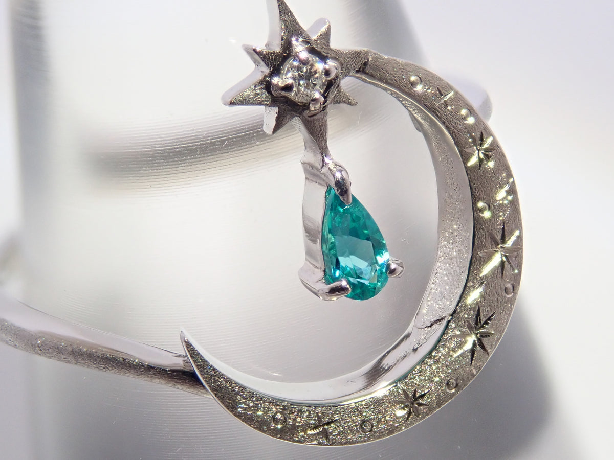 [Item No. 22602823] Pt950 Brazilian Paraiba Tourmaline 0.056ct and Diamond 0.056ct Ring with Sorting Report