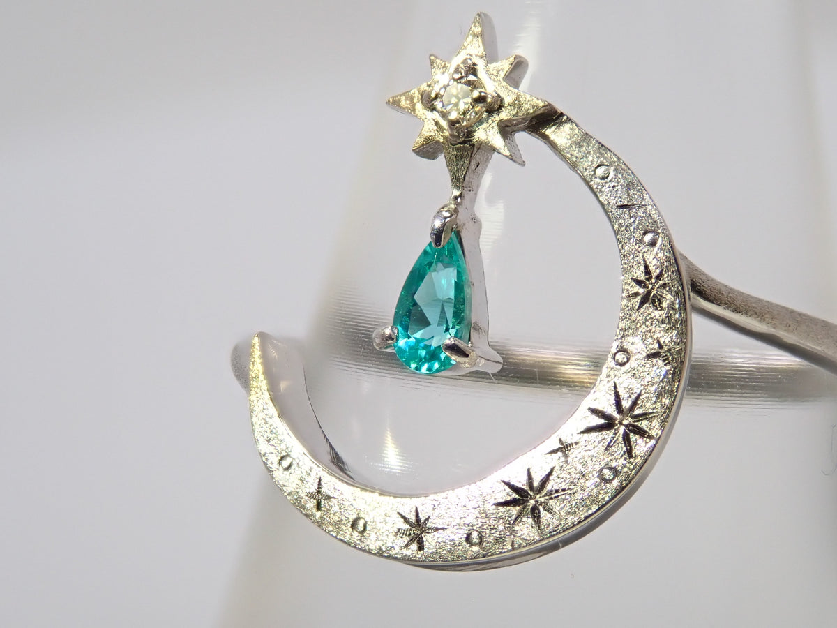 [Item No. 22602823] Pt950 Brazilian Paraiba Tourmaline 0.056ct and Diamond 0.056ct Ring with Sorting Report