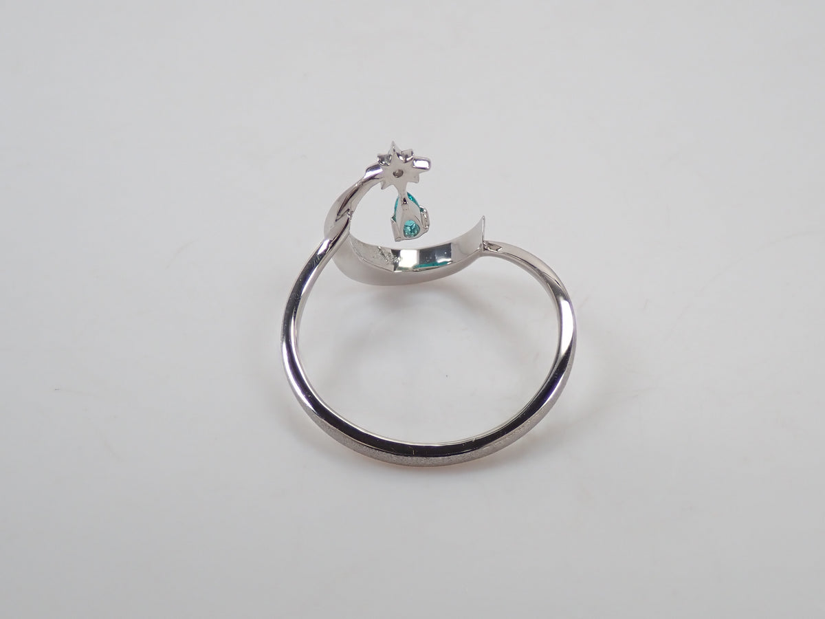 [Item No. 22602823] Pt950 Brazilian Paraiba Tourmaline 0.056ct and Diamond 0.056ct Ring with Sorting Report
