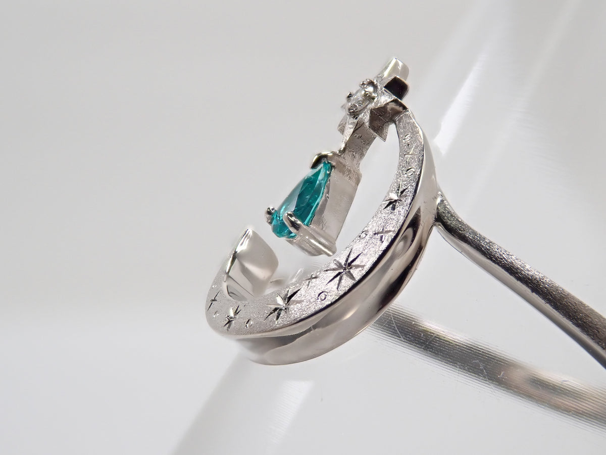[Item No. 22602823] Pt950 Brazilian Paraiba Tourmaline 0.056ct and Diamond 0.056ct Ring with Sorting Report