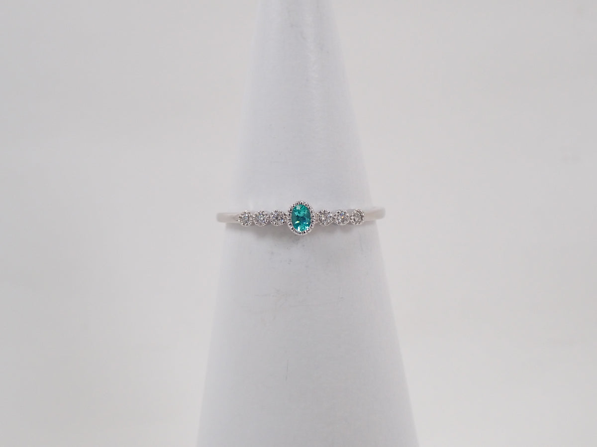 [Item No. 22602824] Pt950 Brazilian Paraiba Tourmaline 0.046ct and Diamond 0.045ct Ring with Sorting Report