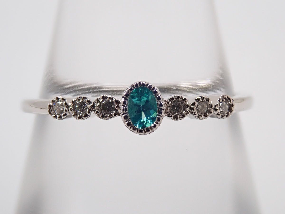 [Item No. 22602824] Pt950 Brazilian Paraiba Tourmaline 0.046ct and Diamond 0.045ct Ring with Sorting Report