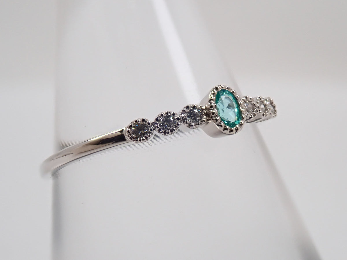 [Item No. 22602824] Pt950 Brazilian Paraiba Tourmaline 0.046ct and Diamond 0.045ct Ring with Sorting Report
