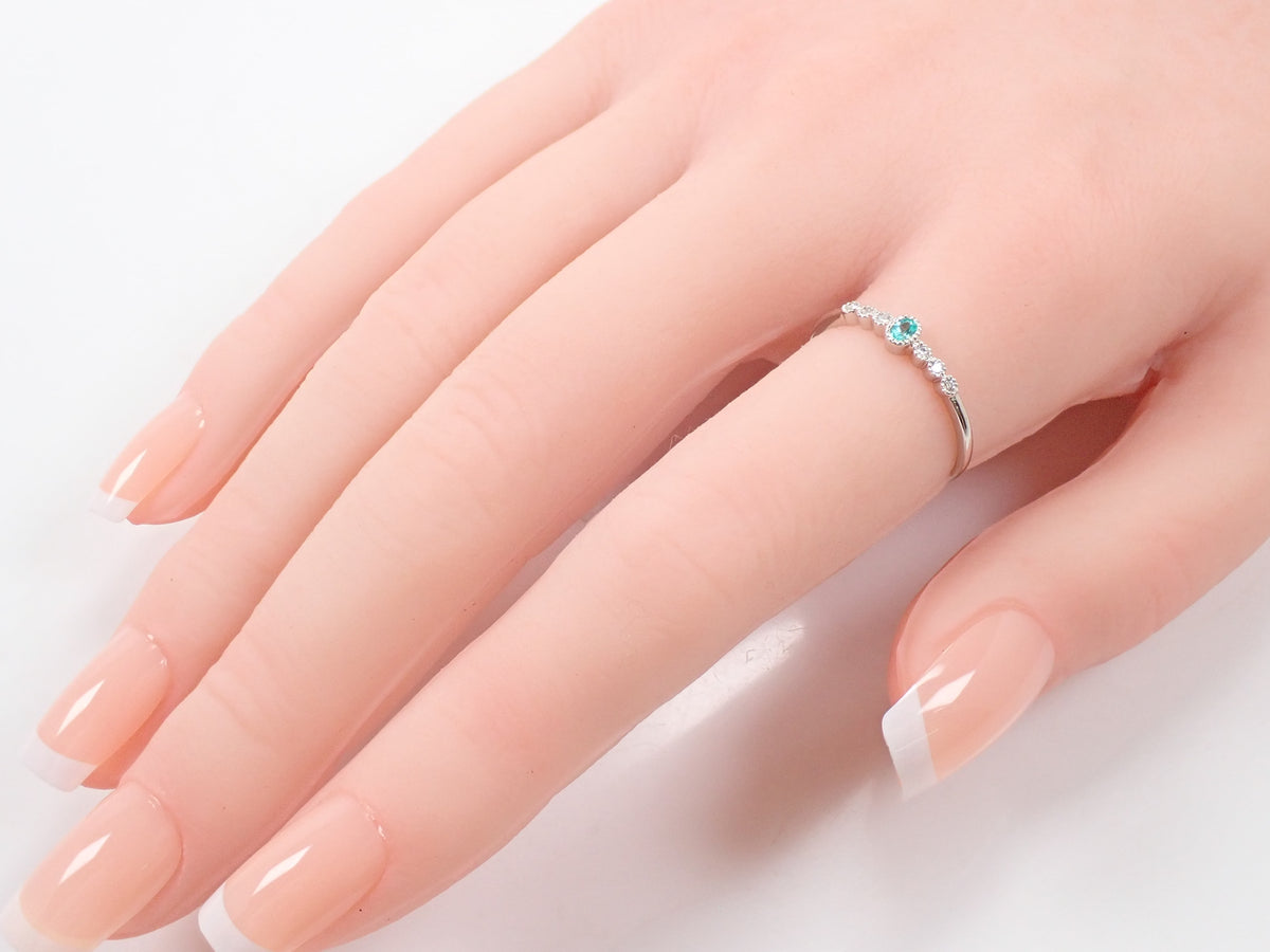 [Item No. 22602824] Pt950 Brazilian Paraiba Tourmaline 0.046ct and Diamond 0.045ct Ring with Sorting Report