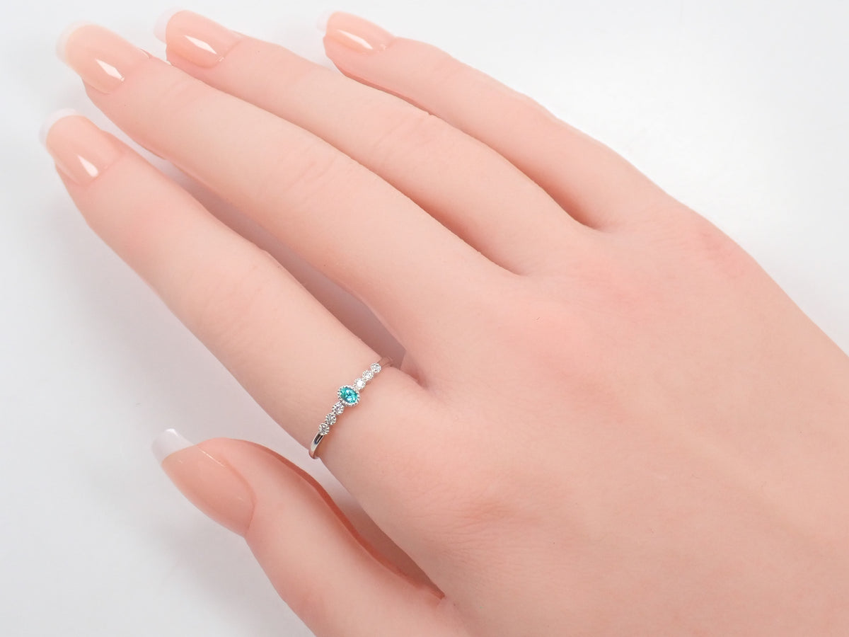 [Item No. 22602824] Pt950 Brazilian Paraiba Tourmaline 0.046ct and Diamond 0.045ct Ring with Sorting Report