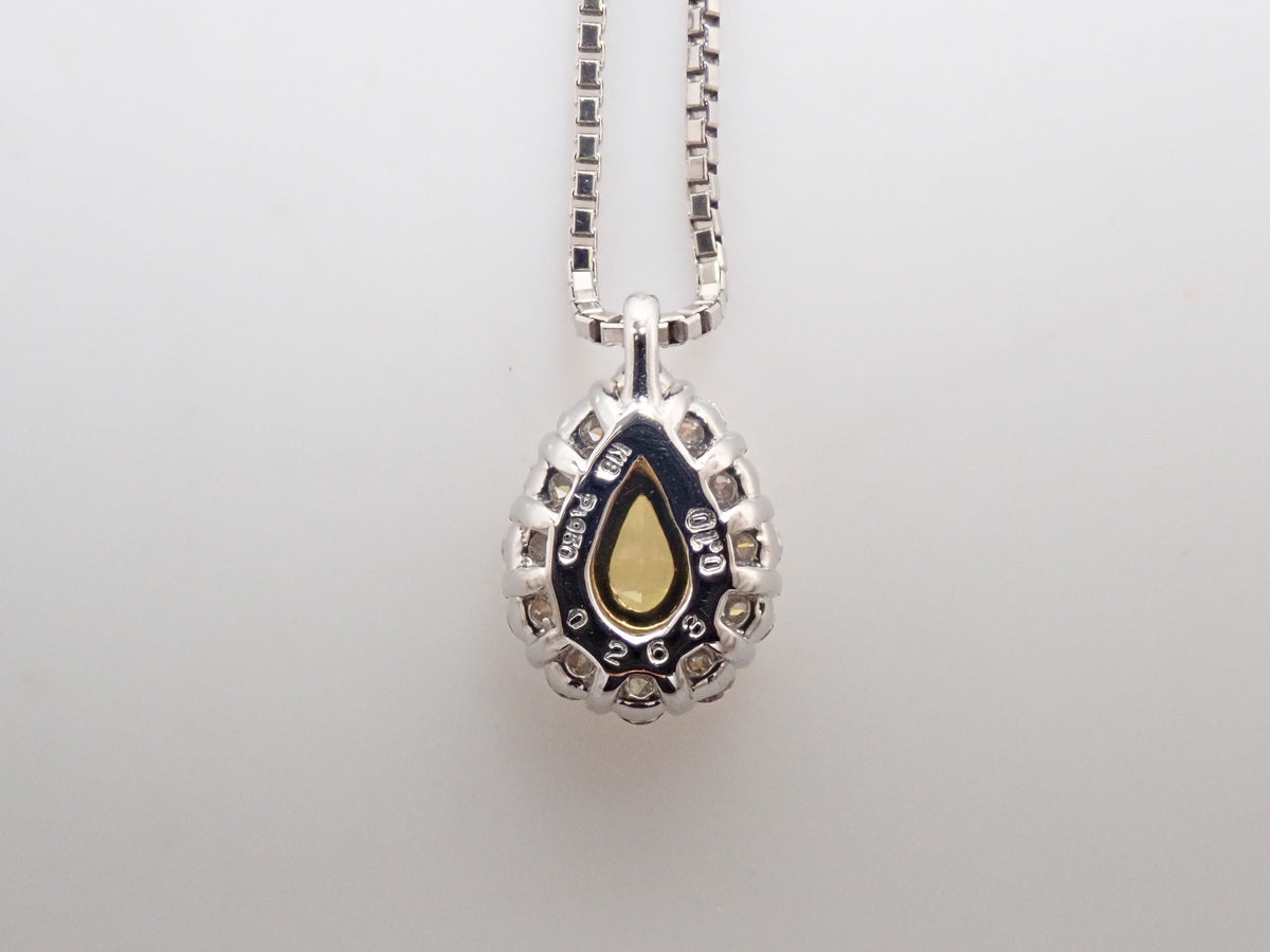 [22602825] Pt950/K18 Yellow Diamond 0.263ct Diamond 0.10ct Pendant (Necklace) with Appraisal Certificate