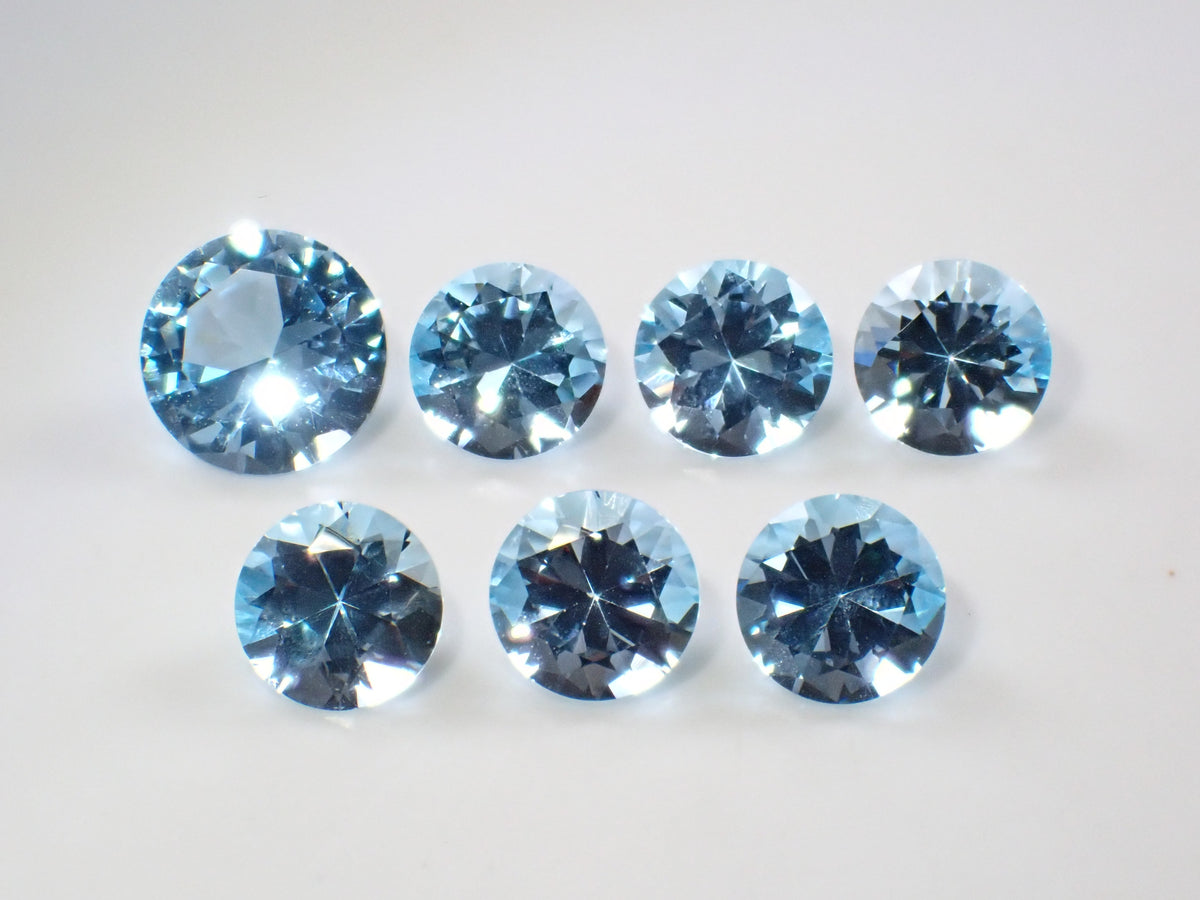 [10/22, 10:00 PM Sale] <limited to stones> Sky Blue Topaz (Round approx. 8mm, only one stone is approx. 10mm) <multiple purchase discount available></multiple></limited>