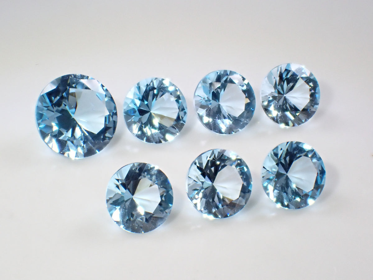 [10/22, 10:00 PM Sale] <limited to stones> Sky Blue Topaz (Round approx. 8mm, only one stone is approx. 10mm) <multiple purchase discount available></multiple></limited>