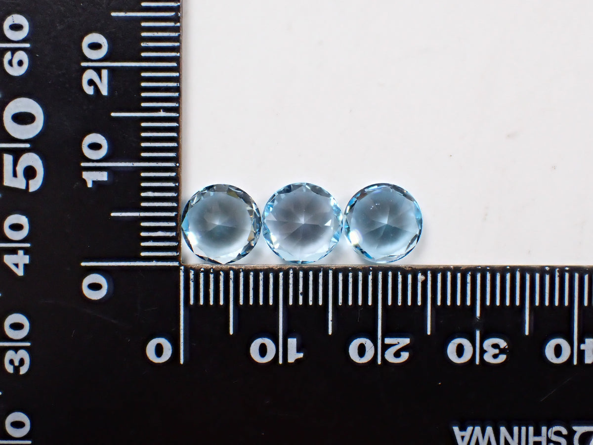 [10/22, 10:00 PM Sale] <limited to stones> Sky Blue Topaz (Round approx. 8mm, only one stone is approx. 10mm) <multiple purchase discount available></multiple></limited>