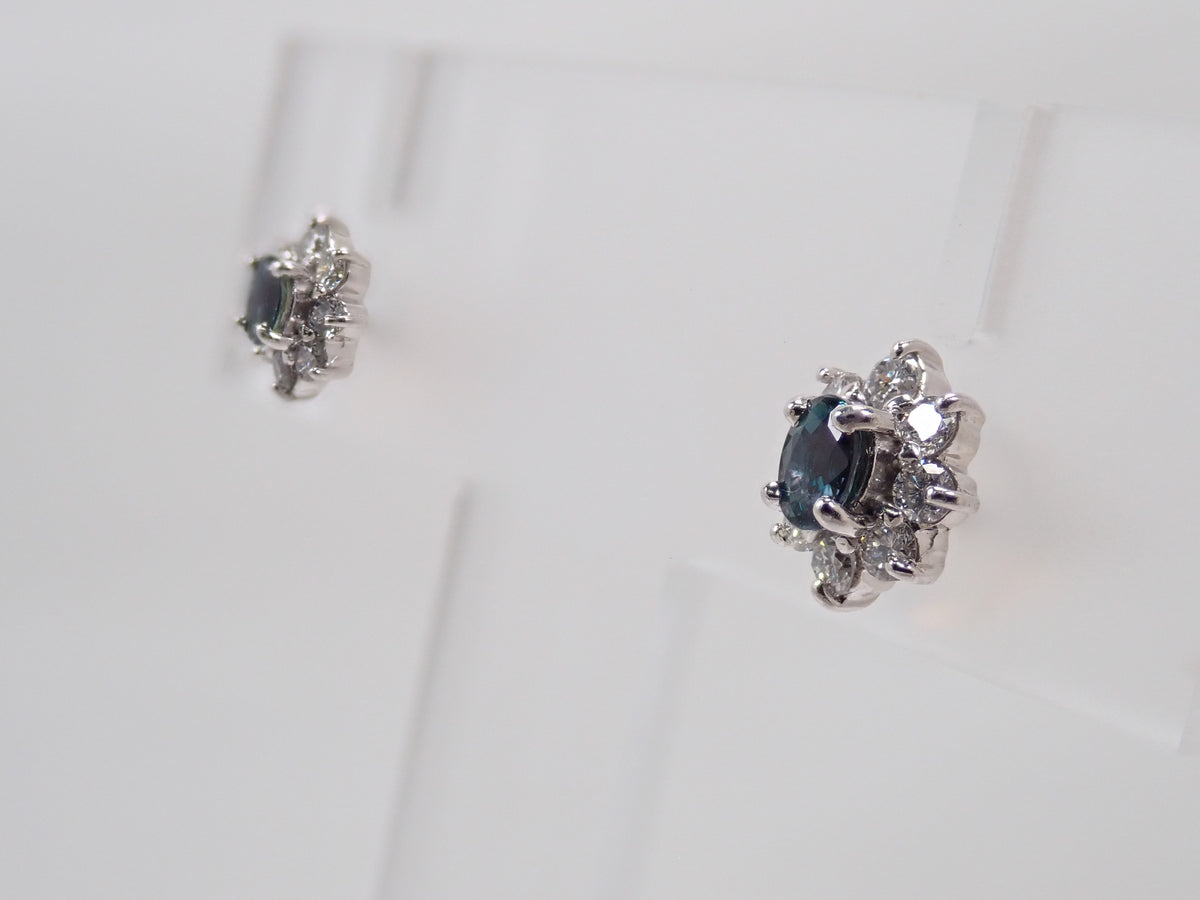 [Item 22602845] Pt900 Brazilian Alexandrite 0.15/0.14ct & Diamond 0.14/0.12ct Earrings with Appraisal Report