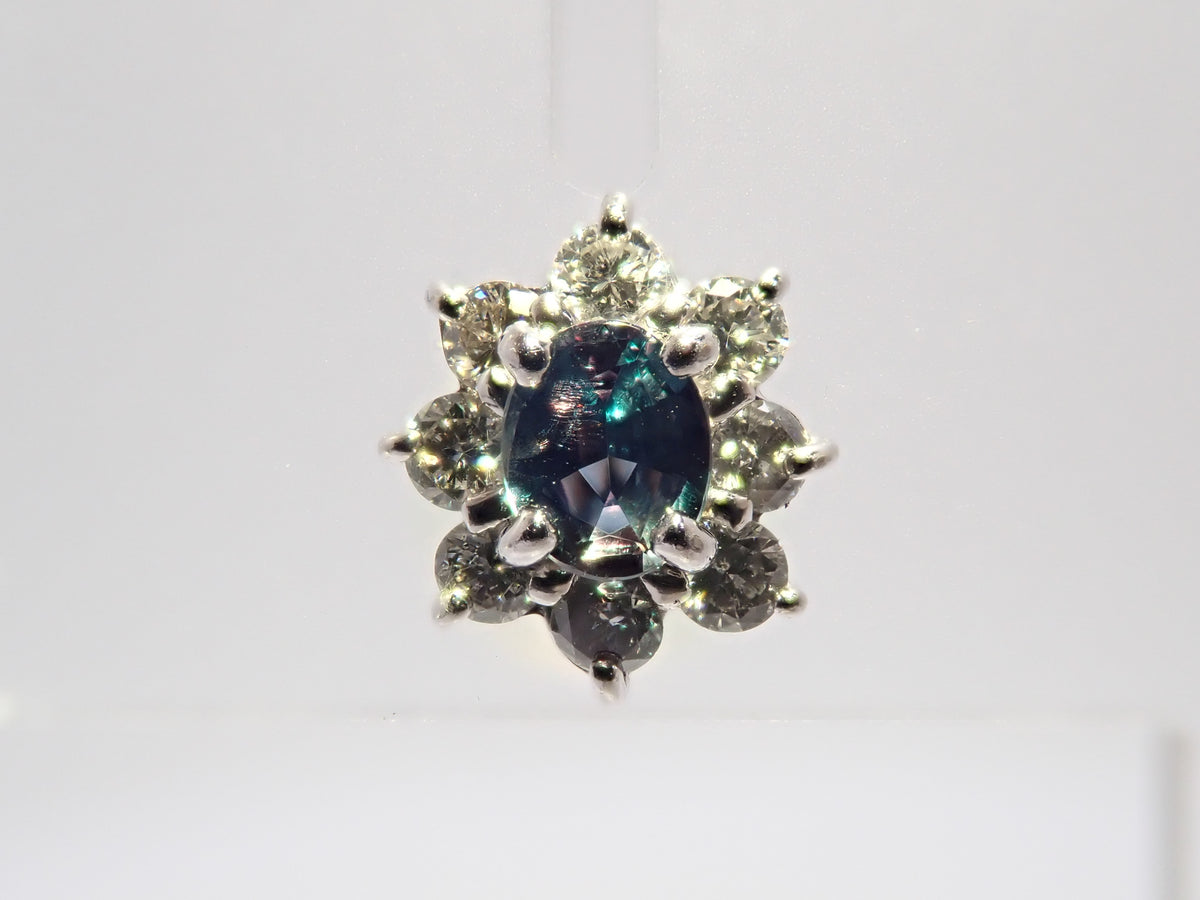 [Item 22602845] Pt900 Brazilian Alexandrite 0.15/0.14ct & Diamond 0.14/0.12ct Earrings with Appraisal Report