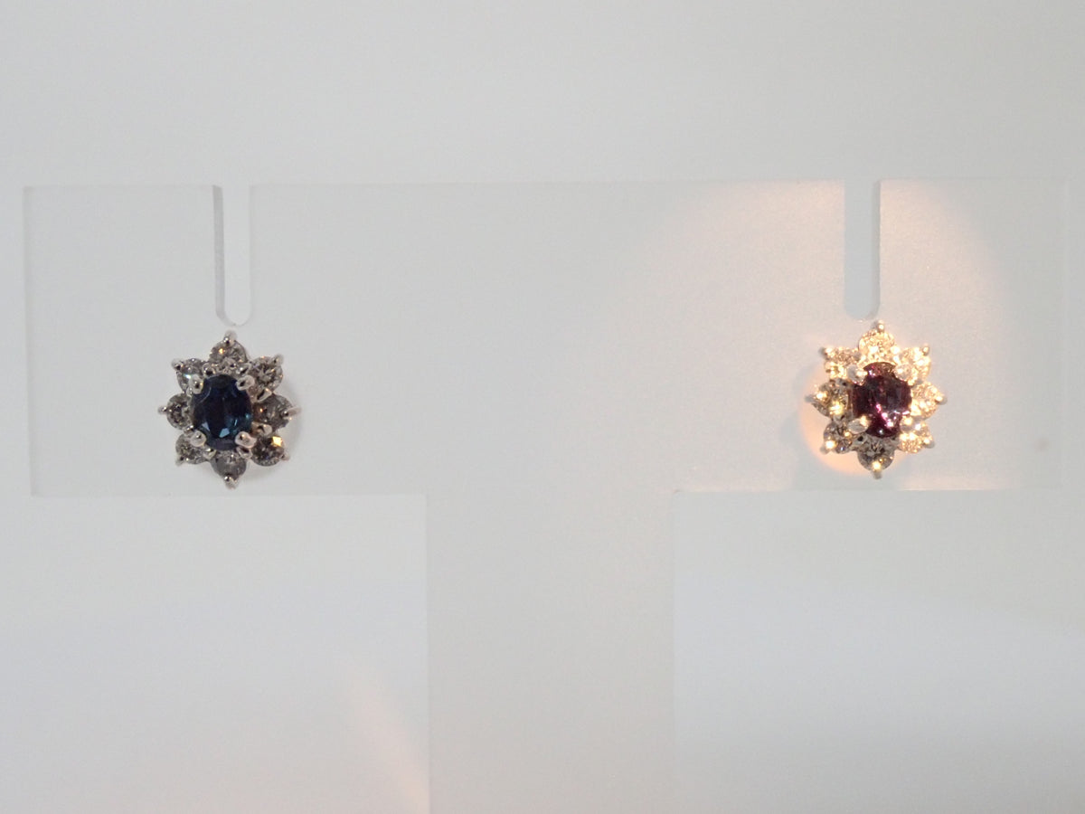 [Item 22602845] Pt900 Brazilian Alexandrite 0.15/0.14ct & Diamond 0.14/0.12ct Earrings with Appraisal Report