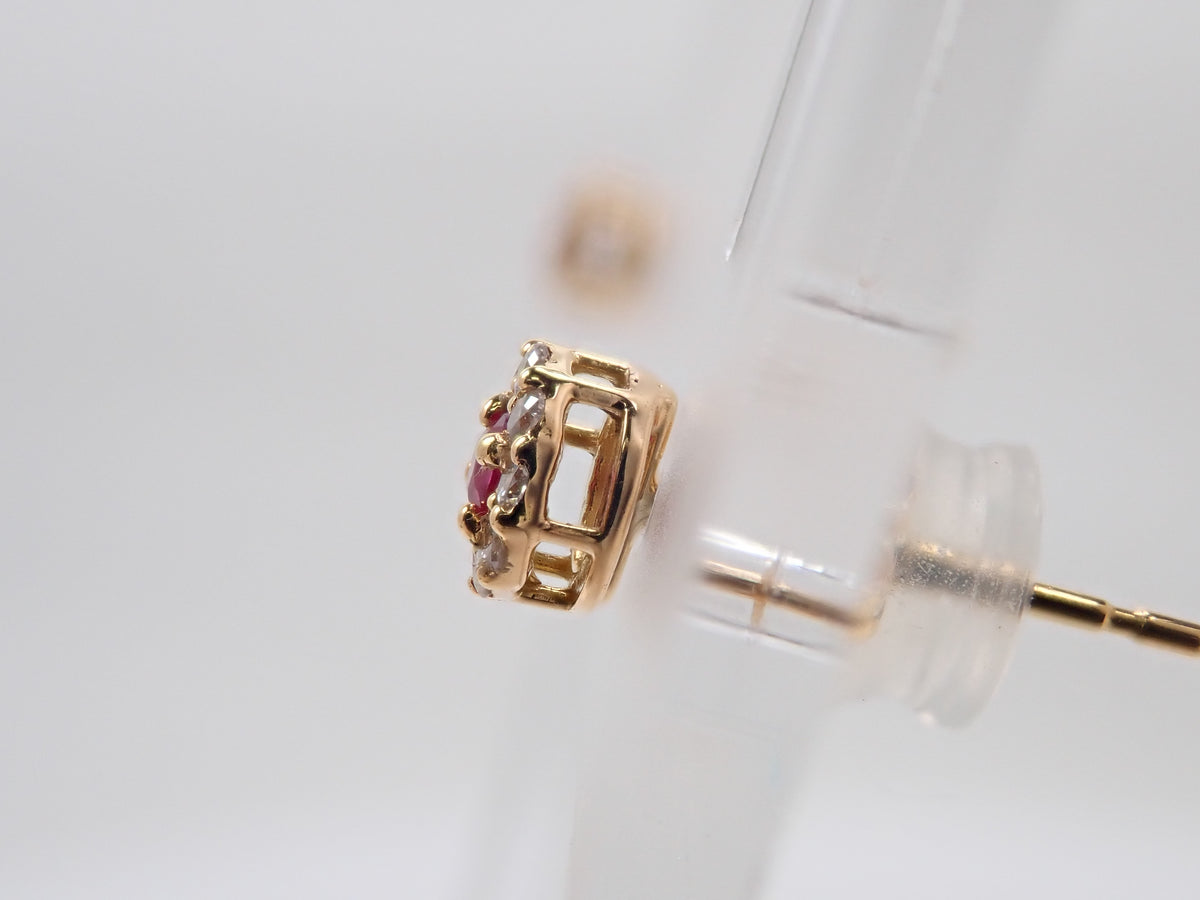 【編號22602846】K18 紅寶石 0.03ct/0.03ct 鑽石 0.04ct/0.04ct 耳環（附鑑定書）