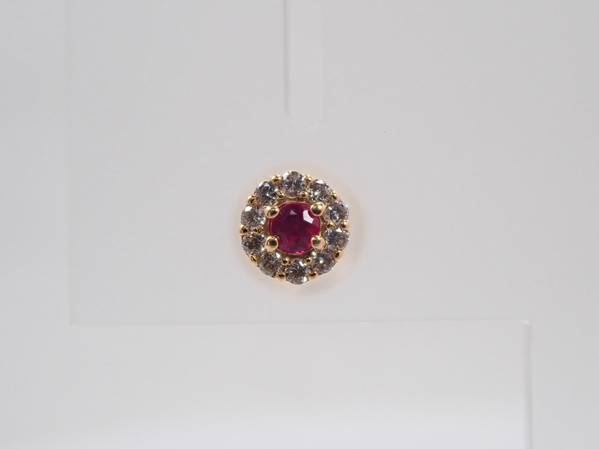 【編號22602846】K18 紅寶石 0.03ct/0.03ct 鑽石 0.04ct/0.04ct 耳環（附鑑定書）