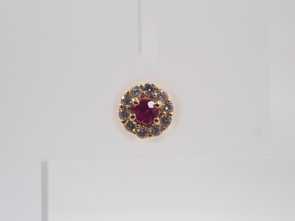 【編號22602846】K18 紅寶石 0.03ct/0.03ct 鑽石 0.04ct/0.04ct 耳環（附鑑定書）